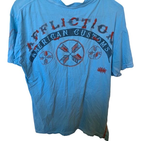 Affliction Mens Shirt American customs Indian head headress distressed graphic L - Picture 2 of 4